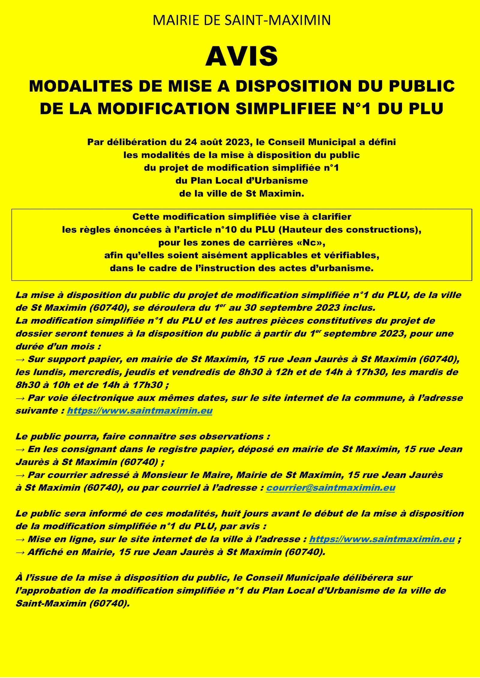 affiche info PLU
